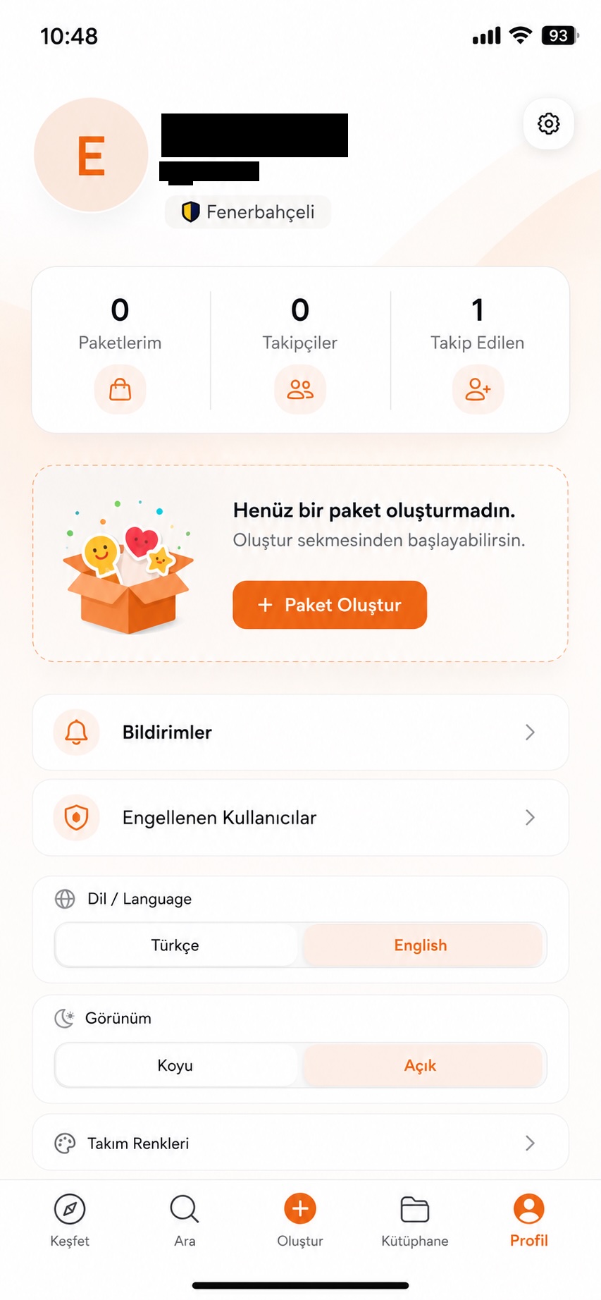 Profil ekranı